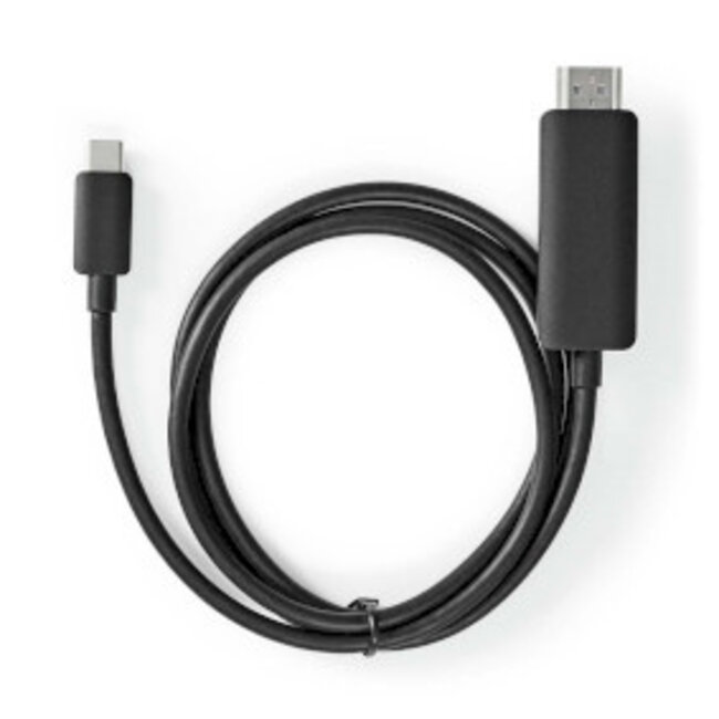 USB-C™ Adapter | USB 3.2 Gen 1 | USB-C™ Male | HDMI™ Connector | 4K@60Hz | 2.00 m | Rond | Vernikkeld | PVC | Zwart | Label