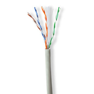 Nedis Netwerk Kabel Rol | CAT6 | Stranded | U/UTP | CCA | 305.0 m | Binnenshuis | Rond | PVC | Grijs | Trekdoos