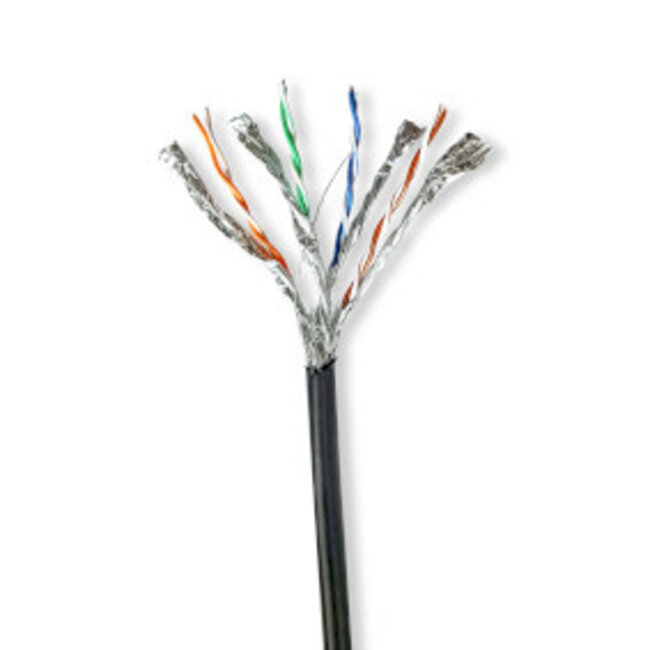 Netwerk Kabel Rol | CAT7 | Solid | S/FTP | Koper | 100.0 m | Buitenshuis | Rond | PE | Zwart | Gift Box