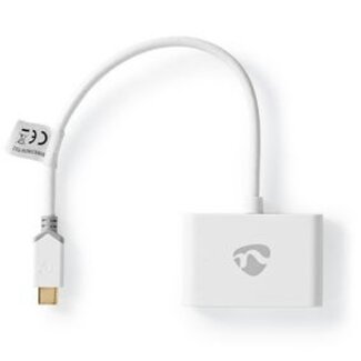 Nedis USB Multi-Port Adapter | USB 3.1 Gen1 | USB-C™ Male | 2x USB-A | 1000 Mbps | 0.20 m | Rond | Verguld | PVC | Wit | Window Box