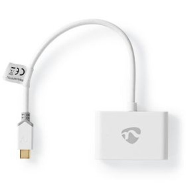USB Multi-Port Adapter | USB 3.1 Gen1 | USB-C™ Male | 2x USB-A | 1000 Mbps | 0.20 m | Rond | Verguld | PVC | Wit | Window Box