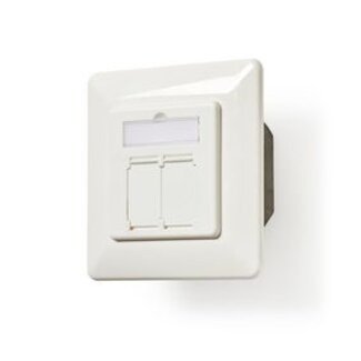 Nedis Netwerk Wanddoos | Inbouw | 2 poort(en) | CAT6a | Recht | Female | Goud Verguld | PVC | Wit | Polybag