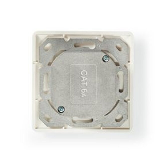 Netwerk Wanddoos | Inbouw | 2 poort(en) | CAT6a | Recht | Female | Goud Verguld | PVC | Wit | Polybag