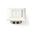 Netwerk Wanddoos | Inbouw | 2 poort(en) | CAT6a | Recht | Female | Goud Verguld | PVC | Wit | Polybag