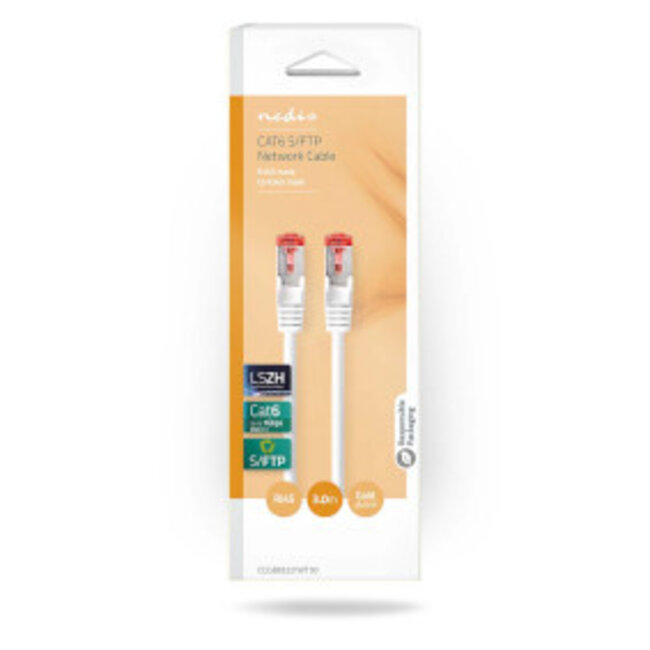 CAT6 Netwerkkabel | RJ45 Male | RJ45 Male | S/FTP | 3.00 m | Rond | LSZH / PVC | Wit | Blister