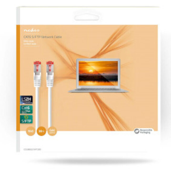 CAT6 Netwerkkabel | RJ45 Male | RJ45 Male | S/FTP | 30.0 m | Binnenshuis | Rond | LSZH | Wit | Doos