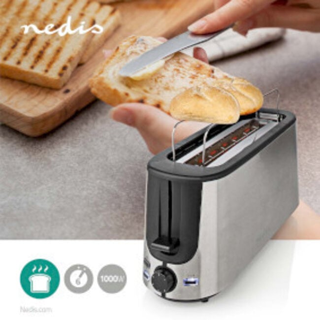 Broodrooster | Roestvrij Stalen Serie | 1 Schleuf | Bruining niveaus: 6 | Ontdooifunctie | Broodjesrek | Aluminium