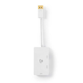 Nedis DisplayPort-Adapter | DisplayPort Male | DVI-D 24+1-Pins Female / HDMI™ Female / VGA Female 15p | 4K@60Hz | Verguld | Schakelbaar | 0.20 m | Rond | ABS | ABS | Wit | Blister