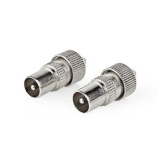 Nedis IEC (Coax) Connector | Recht | Male | Vernikkeld | 75 Ohm | Schroef | Diameter kabelinvoer: 7.0 mm | Metaal | Zilver | 2 Stuks | Polybag