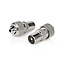 IEC (Coax) Connector | Recht | Male | Vernikkeld | 75 Ohm | Schroef | Diameter kabelinvoer: 7.0 mm | Metaal | Zilver | 2 Stuks | Polybag