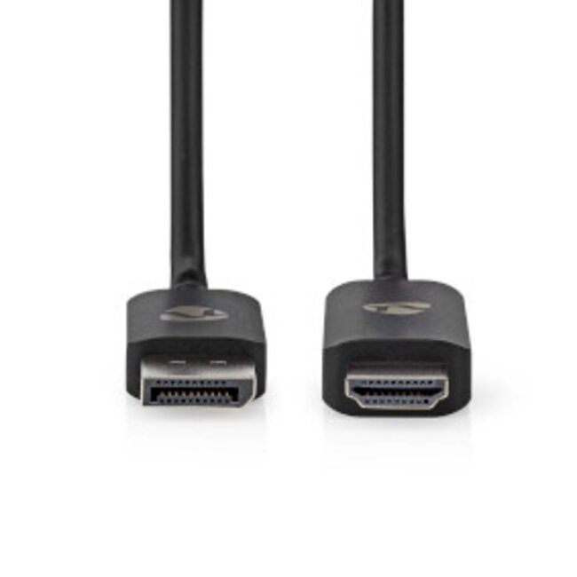 DisplayPort-Adapter | DisplayPort Male | HDMI™ Connector | 8K@30Hz | Vernikkeld | Recht | 1.80 m | Rond | TPE | Zwart | Envelop