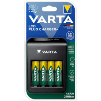 Varta NiMH LCD Plug Charger+ (AA, AAA & 9 Volt) inclusief 4x AA 2100 mAh