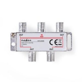 Nedis CATV-Splitter | 5 - 1000 MHz | Tussenschakeldemping: 8.0 dB | Outputs: 4 | 75 Ohm | Zink Legering