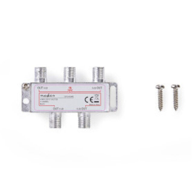 CATV-Splitter | 5 - 1000 MHz | Tussenschakeldemping: 8.0 dB | Outputs: 4 | 75 Ohm | Zink Legering