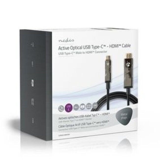 Actieve Optische USB-Kabel | USB-C™ Male | HDMI™ Connector | 18 Gbps | 50.0 m | Rond | PVC | Zwart | Gift Box