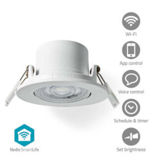 Nedis SmartLife Plafondlamp | Wi-Fi | Warm tot Koel Wit | Rond | Diameter: 52 mm | 360 lm | 2700 - 6500 K | IP20 | Energieklasse: F | Android™ / IOS