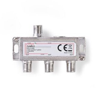 Nedis Satellietsplitter | 5 - 2400 MHz | 10.5 dB | Aantal ingangen: 1 | Outputs: 3 | Impedantie: 75 Ohm | Zink | Zilver