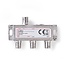 Satellietsplitter | 5 - 2400 MHz | 10.5 dB | Aantal ingangen: 1 | Outputs: 3 | Impedantie: 75 Ohm | Zink | Zilver