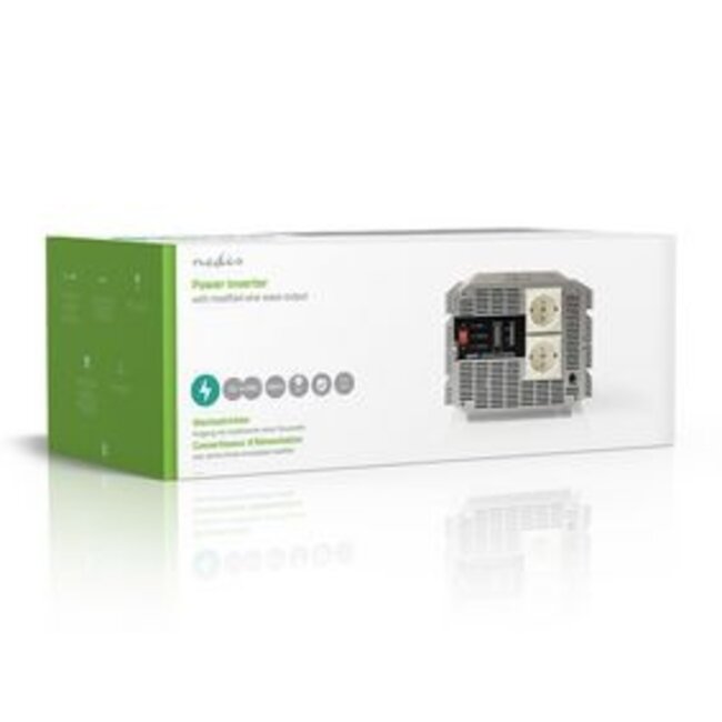 Inverter Gemodificeerde Sinusgolf | Ingangsvoltage: 12 V DC | Apparaat stroomoutput: Type F (CEE 7/3) | 230 V AC 50 Hz | 4000 W | Piekvermogen: 8000 W | Screw Terminal | Zilver