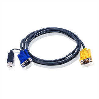 Aten ATEN 2L-5202UP KVM kabel VGA USB (met ingebouwde PS/2 USB converter), zwart, 1,8 m
