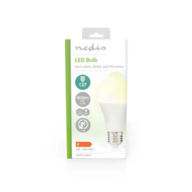 LED-Lamp E27 | A60 | 8.5 W | 806 lm | 3000 K | Wit | Retrostijl | Frosted | Bewegingsdetectie | 1 Stuks