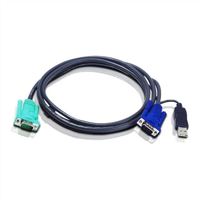 ATEN 2L-5203U KVM kabel VGA USB, zwart, 3 m