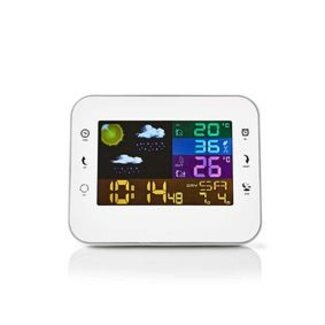 Nedis Weerstation | Binnen & Buiten | Inclusief draadloze weersensor | Weersvoorspelling | Tijdweergave | LCD-Kleurenscherm | Wekkerfunctie