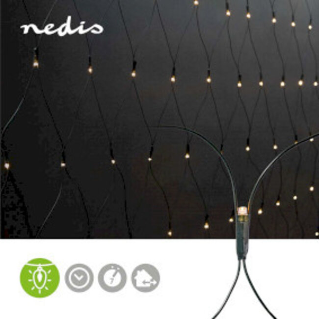 Decoratieve Net Verlichting | Warm Wit | 160 LED's | 2 x 1 m | Licht effecten: 7 | Binnen & Buiten | Netvoeding