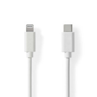 Nedis Lightning Kabel | USB 2.0 | Apple Lightning 8-Pins | USB-C™ Male | 480 Mbps | Vernikkeld | 1.00 m | Rond | PVC | Wit | Label