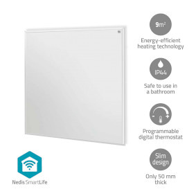 SmartLife Infrarood verwarmingspaneel | 350 W | 1 Warmte Stand | Instelbare thermostaat | Afstandsbediening | IP44 | Wit