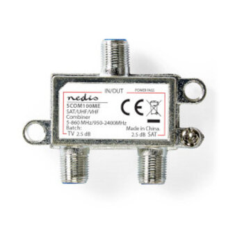 Nedis Satelliet-Combiner | 5-862 MHz | 950-2400 MHz | 75 Ohm | DC Power pass | Zink | Zilver