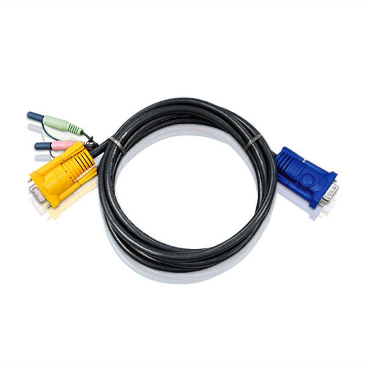 Aten 2L5203A. Snoerlengte: 3 m, Kleur van het product: Zwart, Aansluiting 1: 2x3.5mm, HDB-15