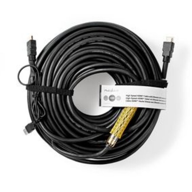 High Speed ​​HDMI™-Kabel met Ethernet | HDMI™ Connector | HDMI™ Connector | 4K@30Hz | 18 Gbps | 40.0 m | Rond | PVC | Zwart | Label