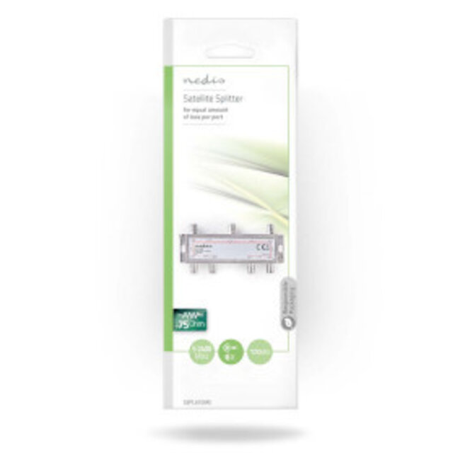 Satellietsplitter | 5 - 2400 MHz | 17.0 dB | Aantal ingangen: 1 | Outputs: 6 | Impedantie: 75 Ohm | Zink | Zilver