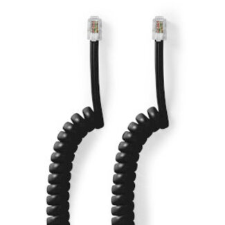 Nedis Telecomkabel | RJ10 Male | RJ10 Male | 5.00 m | Kabel design: Gekruld | Kabeltype: RJ10 | Zwart