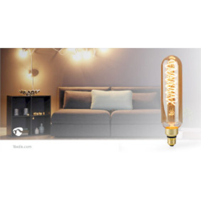 LED-Filamentlamp E27 | T65 | 8.5 W | 600 lm | 2000 K | Dimbaar | Met Gouden Afwerking | Retrostijl | 1 Stuks