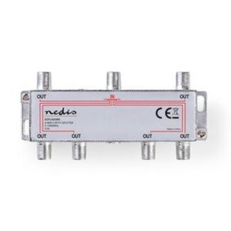 Nedis CATV-Splitter | 5 - 1000 MHz | Tussenschakeldemping: 10.0 dB | Outputs: 6 | 75 Ohm | Zink