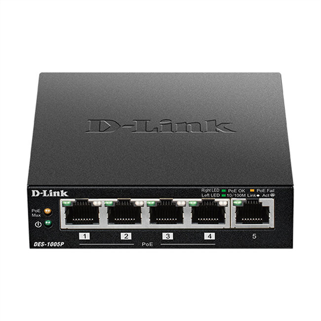 D-Link DES-1005P 5-Poorts PoE Fast Ethernet Desktop Switch