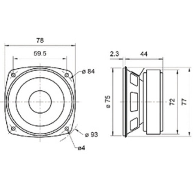 FRS 8 M - 8 Ohm - 8 cm (3,3") HiFi fullrange luidspreker