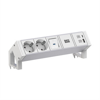 Bachmann BACHMANN DESK2 ALU WIT 2xCEE7/3 1xSwitch 1xUSB A/C 22W 0,2m