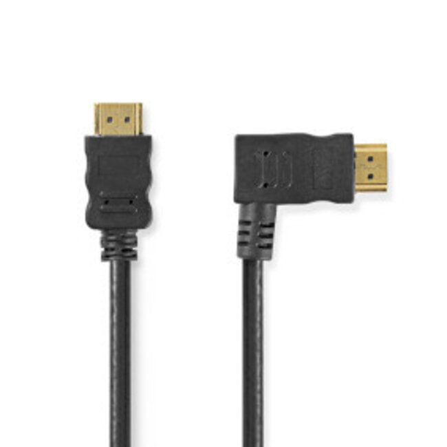 High Speed ​​HDMI™-Kabel met Ethernet | Rechts Gehoekte HDMI™ Connector | HDMI™ Connector | 4K@30Hz | 10.2 Gbps | 1.50 m | Rond | PVC | Zwart | Envelop