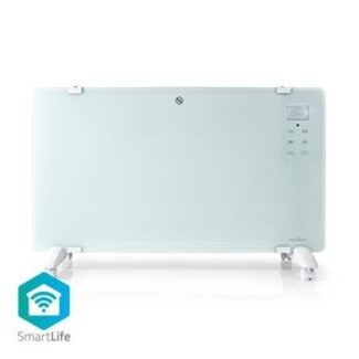 Nedis SmartLife Convectorkachel | Wi-Fi | Geschikt voor badkamer | Glazen Paneel | 2000 W | 2 Warmte Standen | LED | 15 - 35 °C | Instelbare thermostaat | Wit