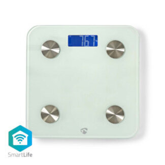 Nedis SmartLife Personenweegschaal | Wi-Fi | BMR / Botten / Gewicht / Spieren / Vet / Water | 8 | Piekbelasting: 180 kg | Android™ / IOS | Glas | Wit