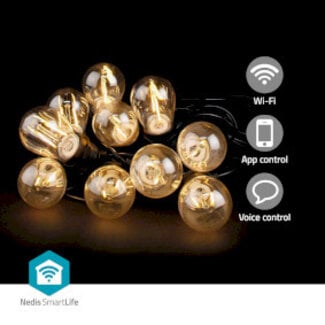 Nedis SmartLife Decoratieve Verlichting | Feestverlichting | Wi-Fi | Warm Wit | 10 LED's | 9.00 m | Android™ | Diameter bulb: 45 mm