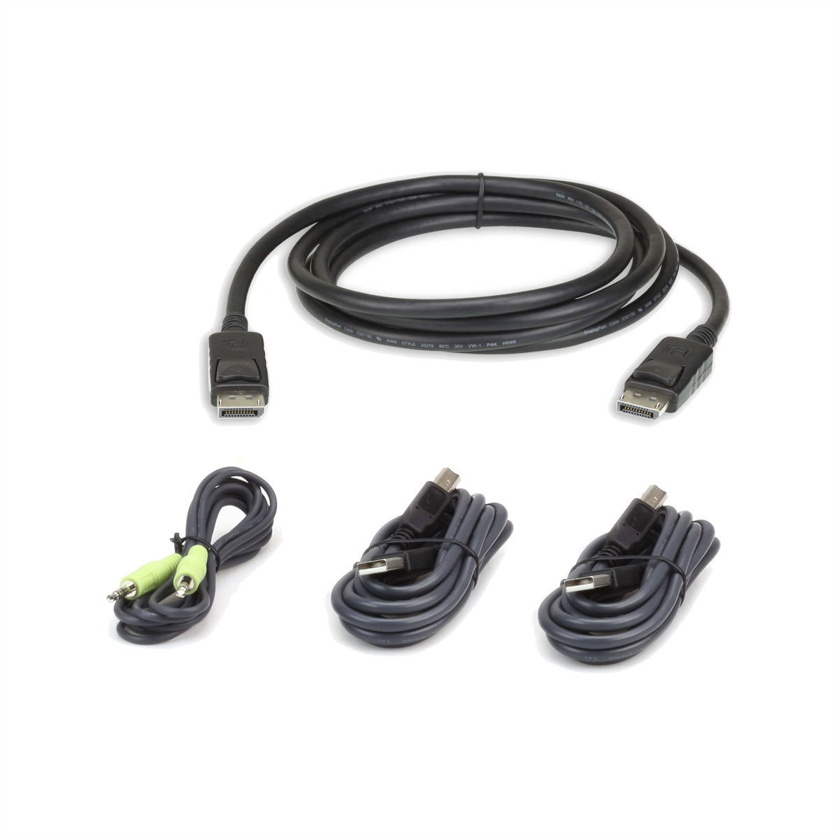 Aten 3M USB DisplayPort Veilige KVM Kabelpakket. Snoerlengte: 3 m, Aansluiting video: DisplayPort, Kleur van het product: Zwart. Gewicht: 462 g, Gewicht verpakking: 500 g. Netto ge