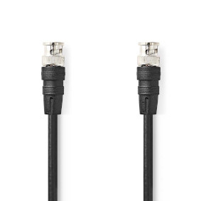 BNC-Videokabel - BNC Male - BNC Male - Vernikkeld - 75 Ohm - 5.00 m - Rond - PVC - Zwart - Label