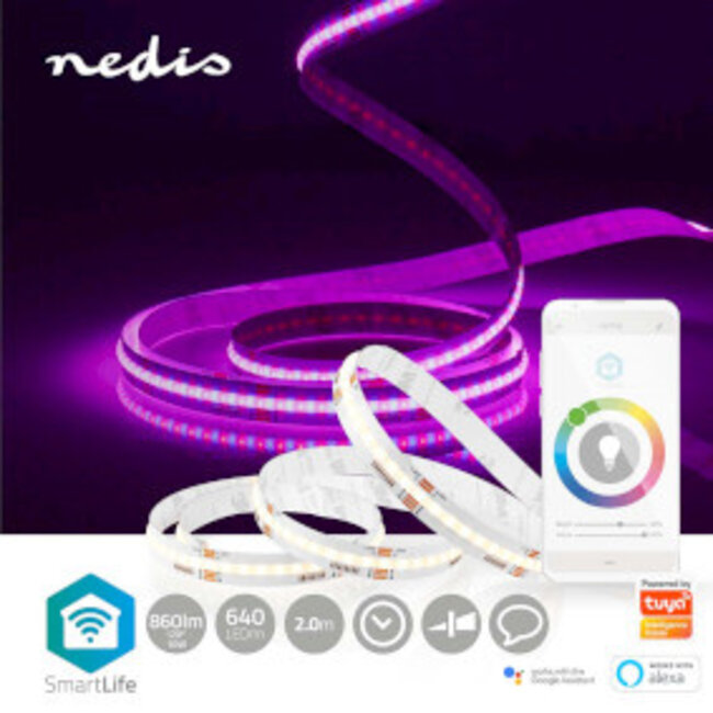 SmartLife LED Strip | Wi-Fi | RGB / Warm tot Koel Wit | COB | 2.00 m | IP20 | 2700 - 6500 K | 860 lm | Android™ / IOS