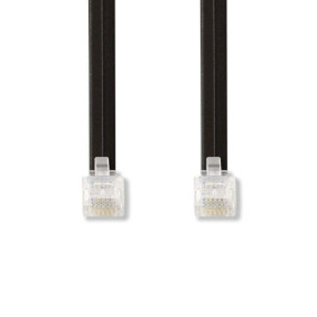 Telecomkabel | RJ12 Male | RJ12 Male | 1.00 m | Kabel design: Plat | Kabeltype: RJ12 | Zwart