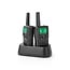 Walkie talkie Set | 2 Handsets | Tot 10 km | Frequentiekanalen: 8 | PTT / VOX | tot 6 uur | Oplaadstation inbegrepen | Koptelefoonoutput | Zwart