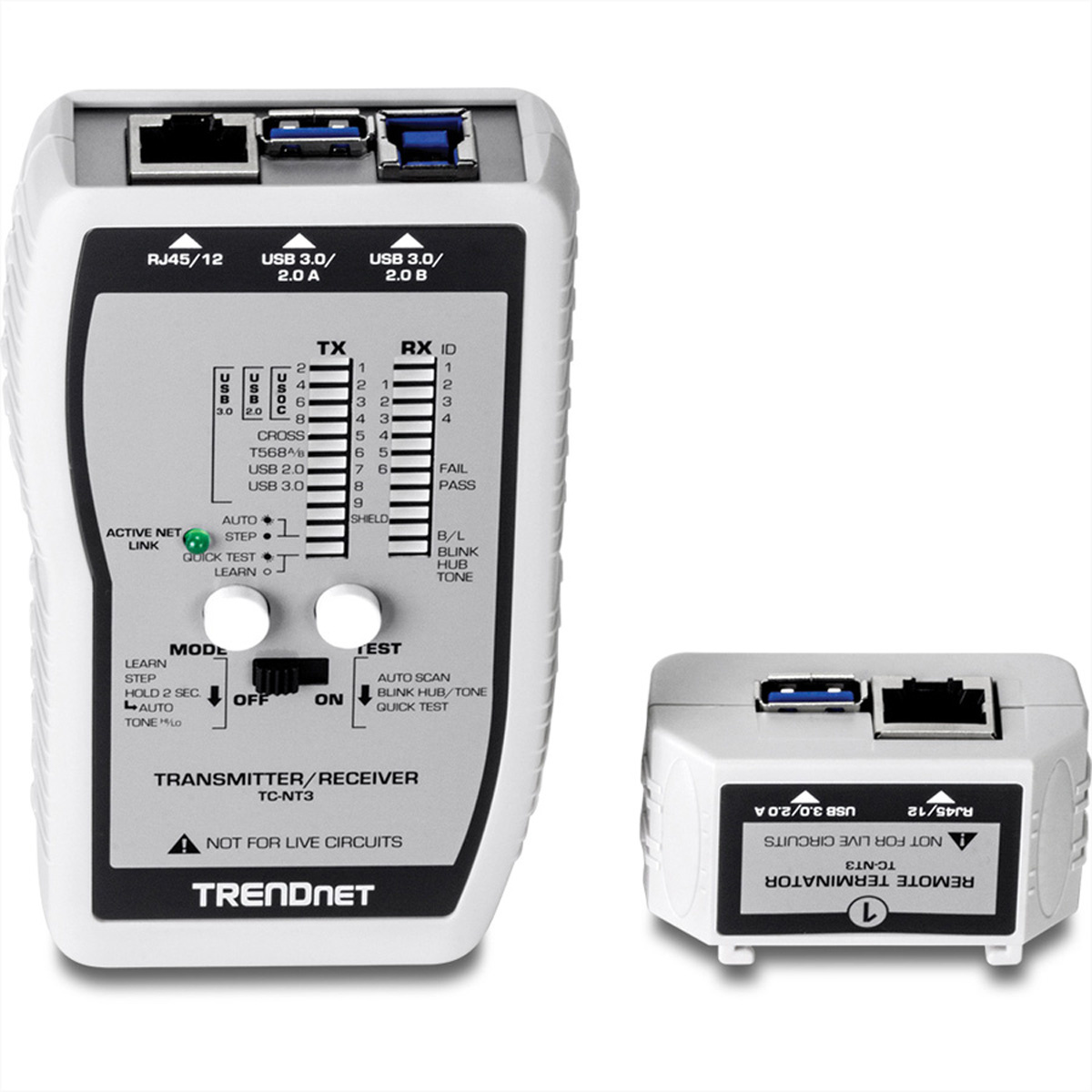 Trendnet TC-NT3. Accu/Batterij voltage: 9 V. Gewicht: 144 g, Afmetingen (B x D x H): 117 x 67 x 27 mm. Meegeleverde kabels: LAN (RJ-45)